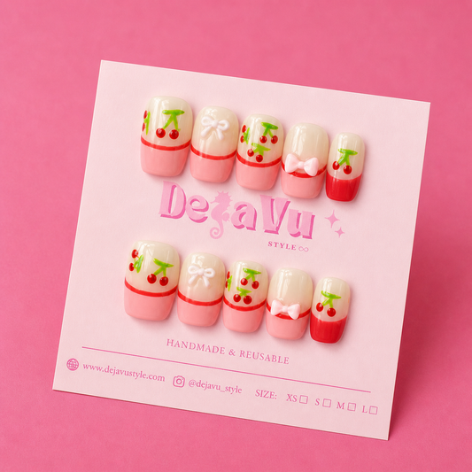 516 Cherry Bow Bliss Nails