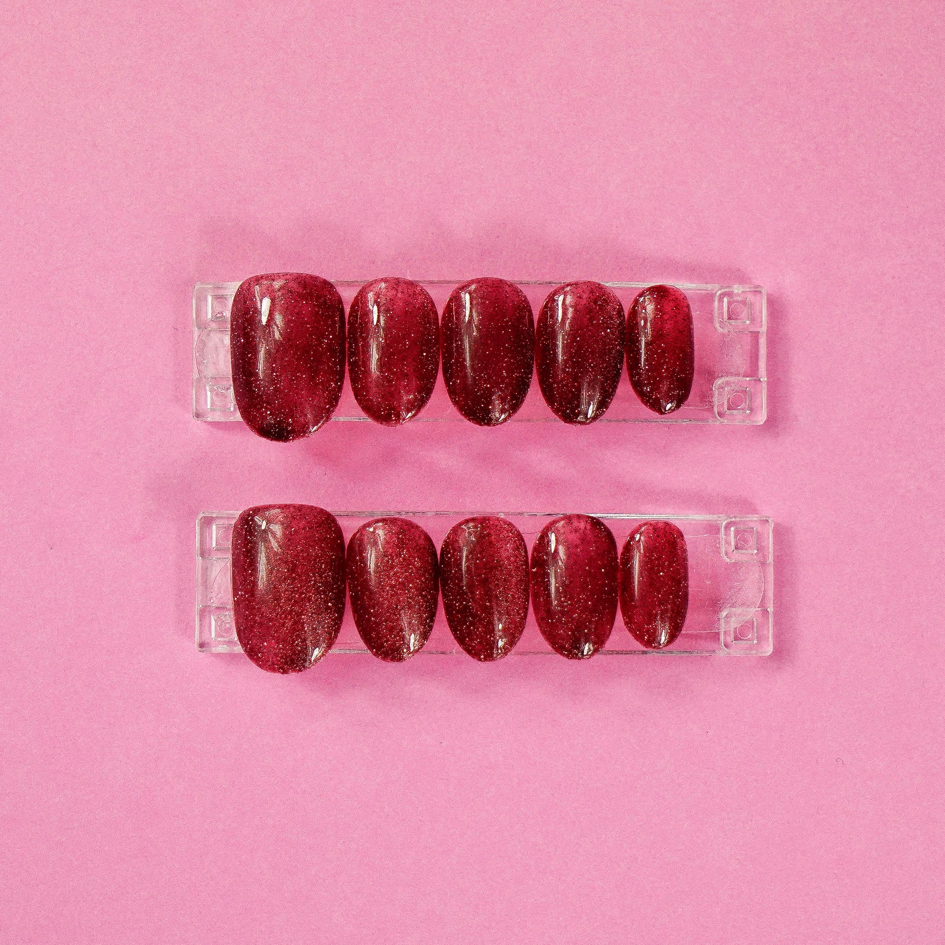 Crimson Sparkle Nails