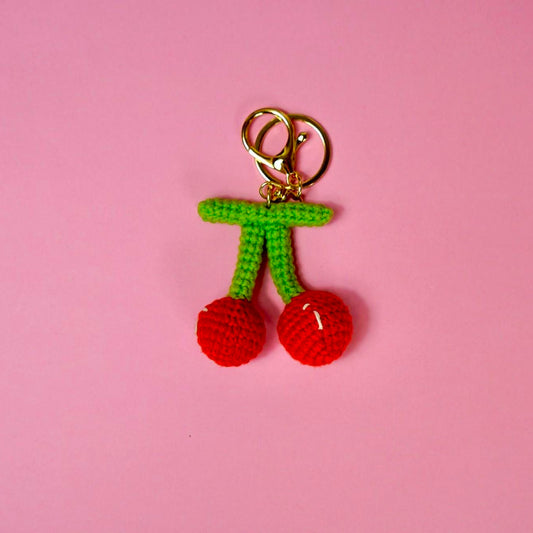 Handmade Cherry Keyring - Lovely Gift for Her