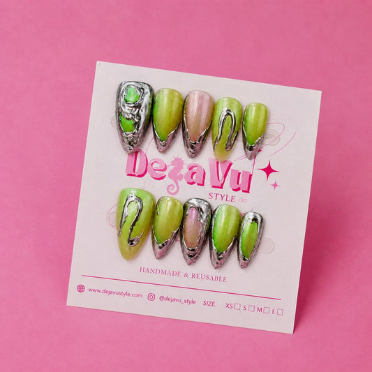 538 Chrome Lime Nails