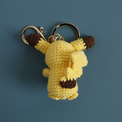 Handmade Crochet Pikachu Keychain – Cute Yarn Anime-Inspired Bag Charm