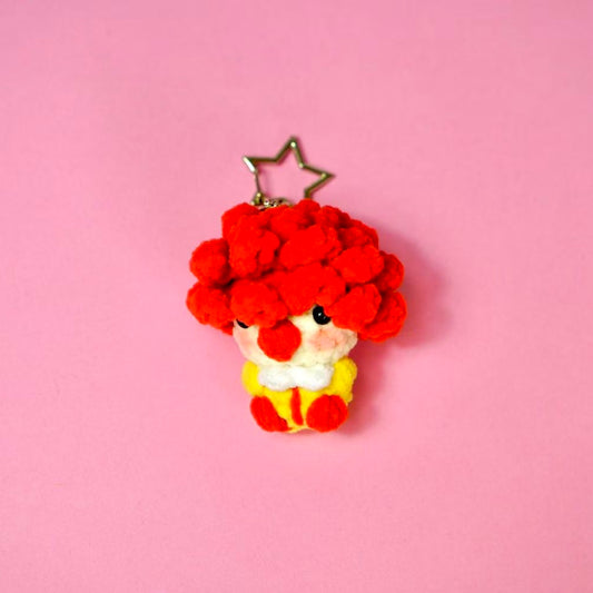 Crochet Red Afro Circus Clown Charm