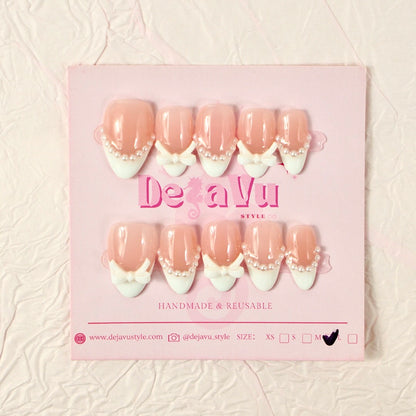 521 Pearl Ribbon French Nails