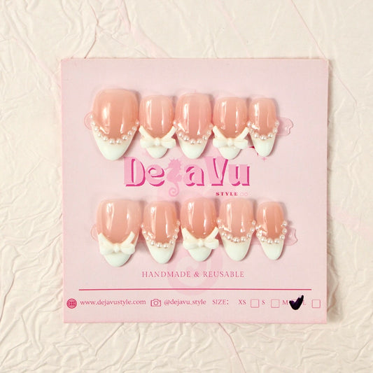 521 Pearl Ribbon French Nails