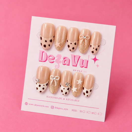 523 Golden Leopard Charm Nails