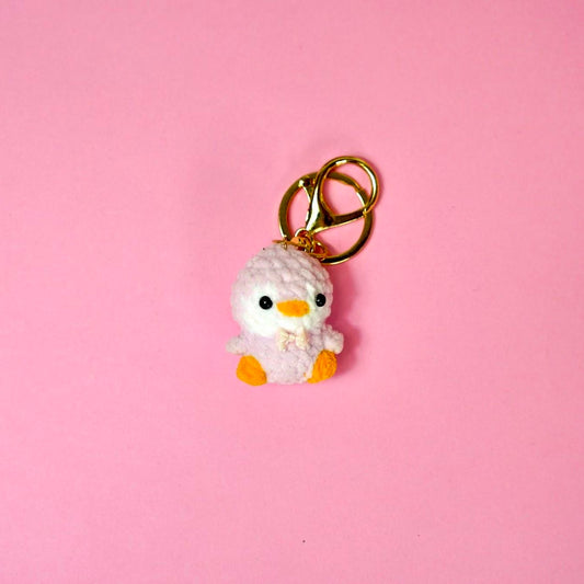Handmade Crochet Sakura Pink Penguin Keychain