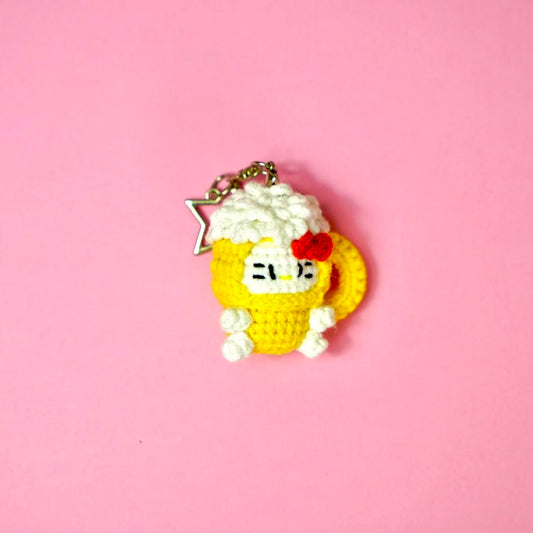 Handmade Crochet Beer Mug Hello Kitty Charm