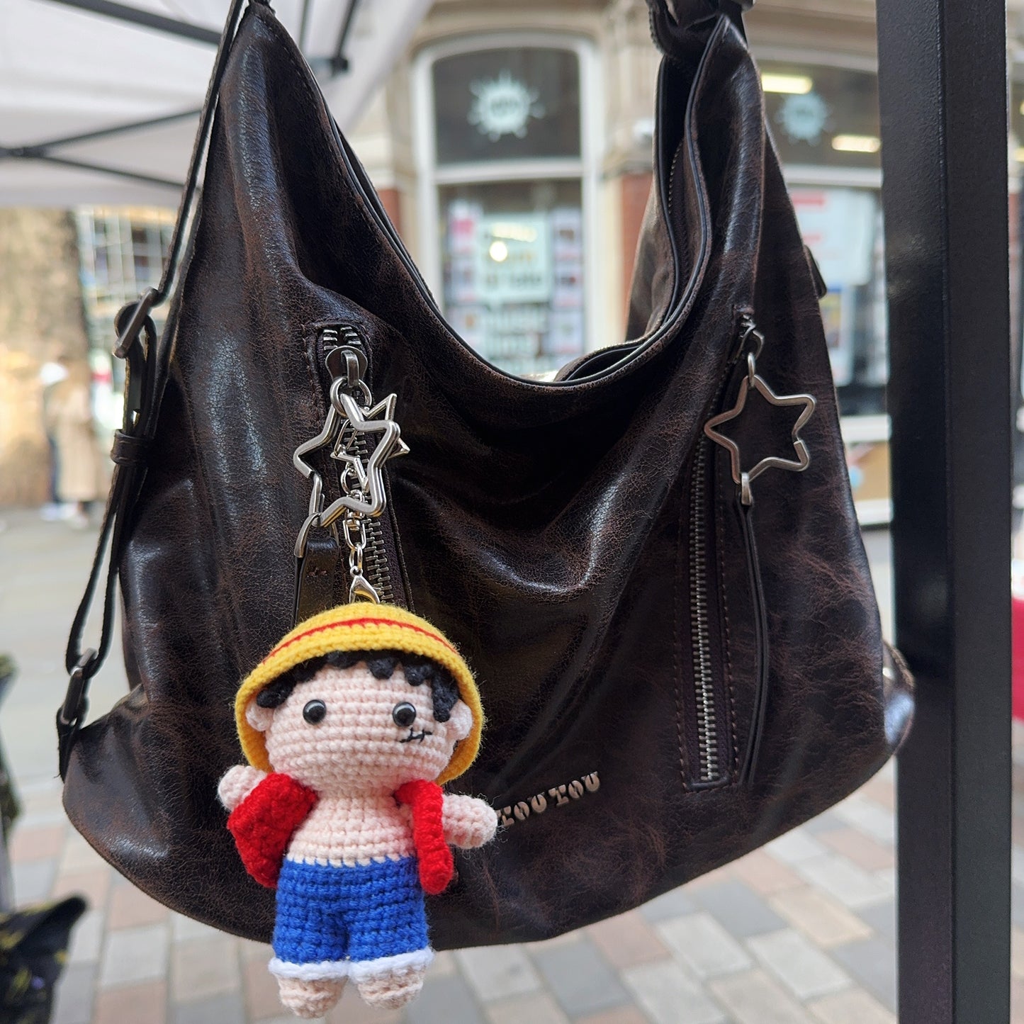 Handmade Crochet Luffy Doll – Cute Red Hat Anime Plush Keychain Pirate Toy