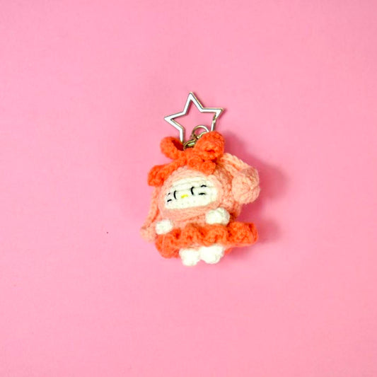 Handmade Crochet Coral Pink Hello Kitty Charm