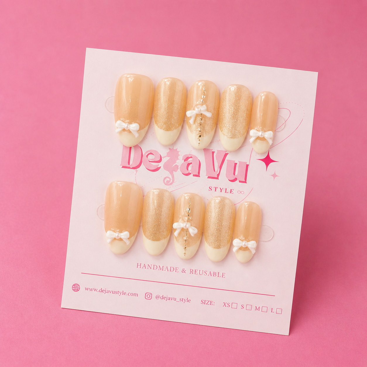 529 Honey Bow French Nails