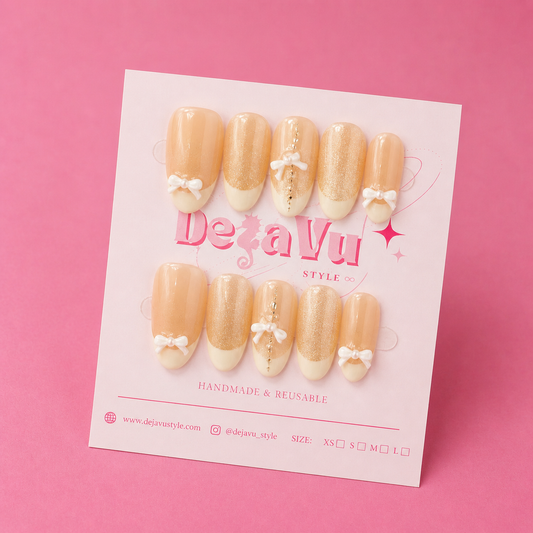 529 Honey Bow French Nails