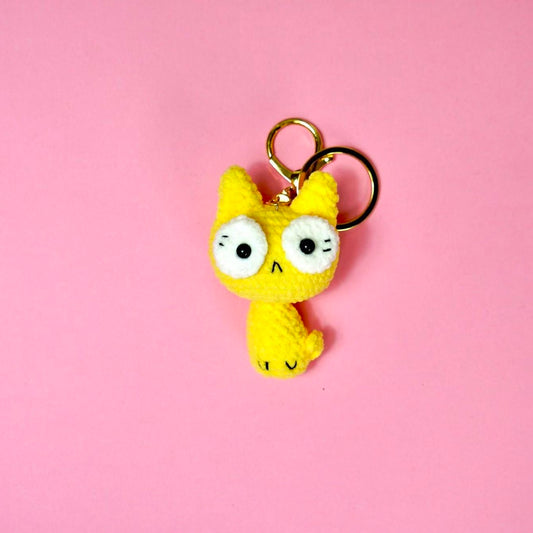 Handmade Crochet Yellow Cat Keychain